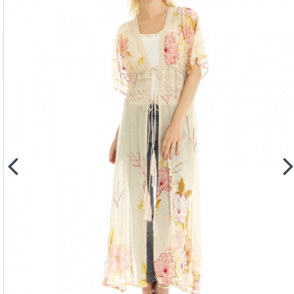 Antro Aratta Floral Still Cool Maxi Kimono Sz M.